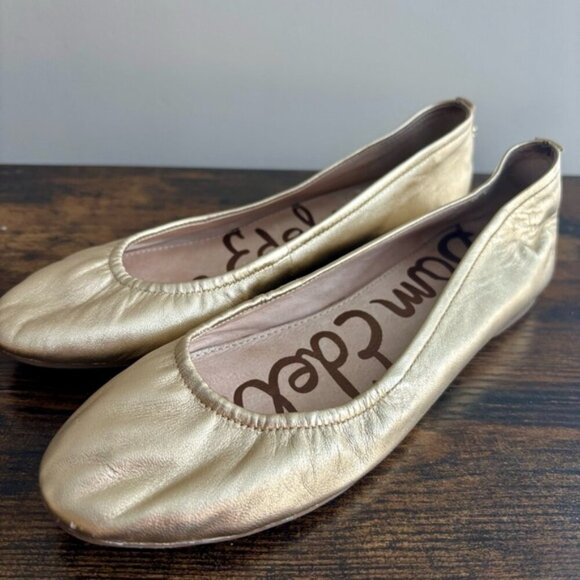 Sam Edelman| Women’s Size 6 Felicia Gold Slip-on Leather Ballet Flats - Picture 3 of 6